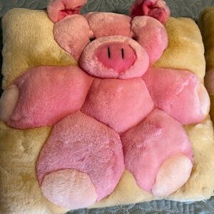 2 New plush, 3D like 12” kids piggy pillows